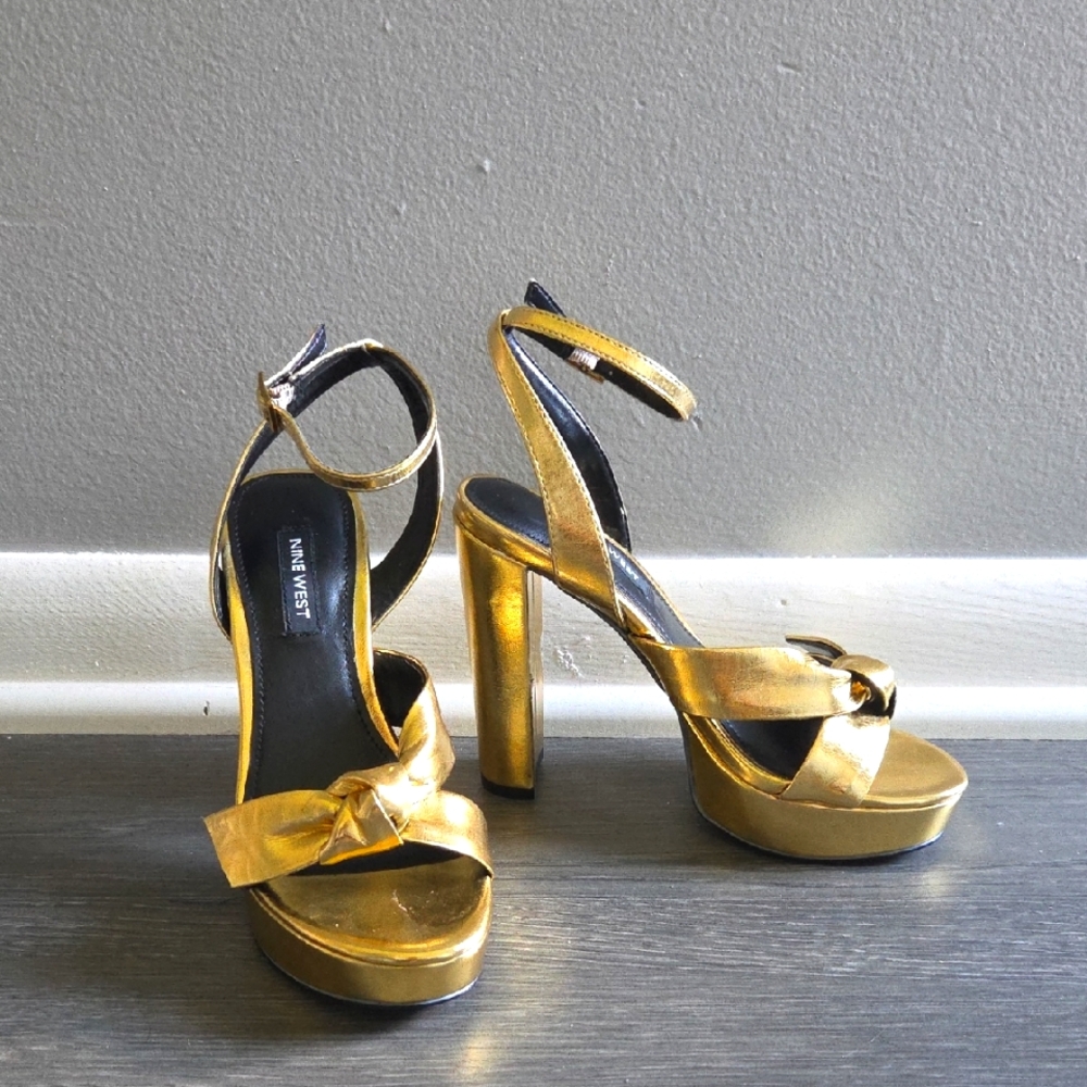Nine West Metallic Gold Heels